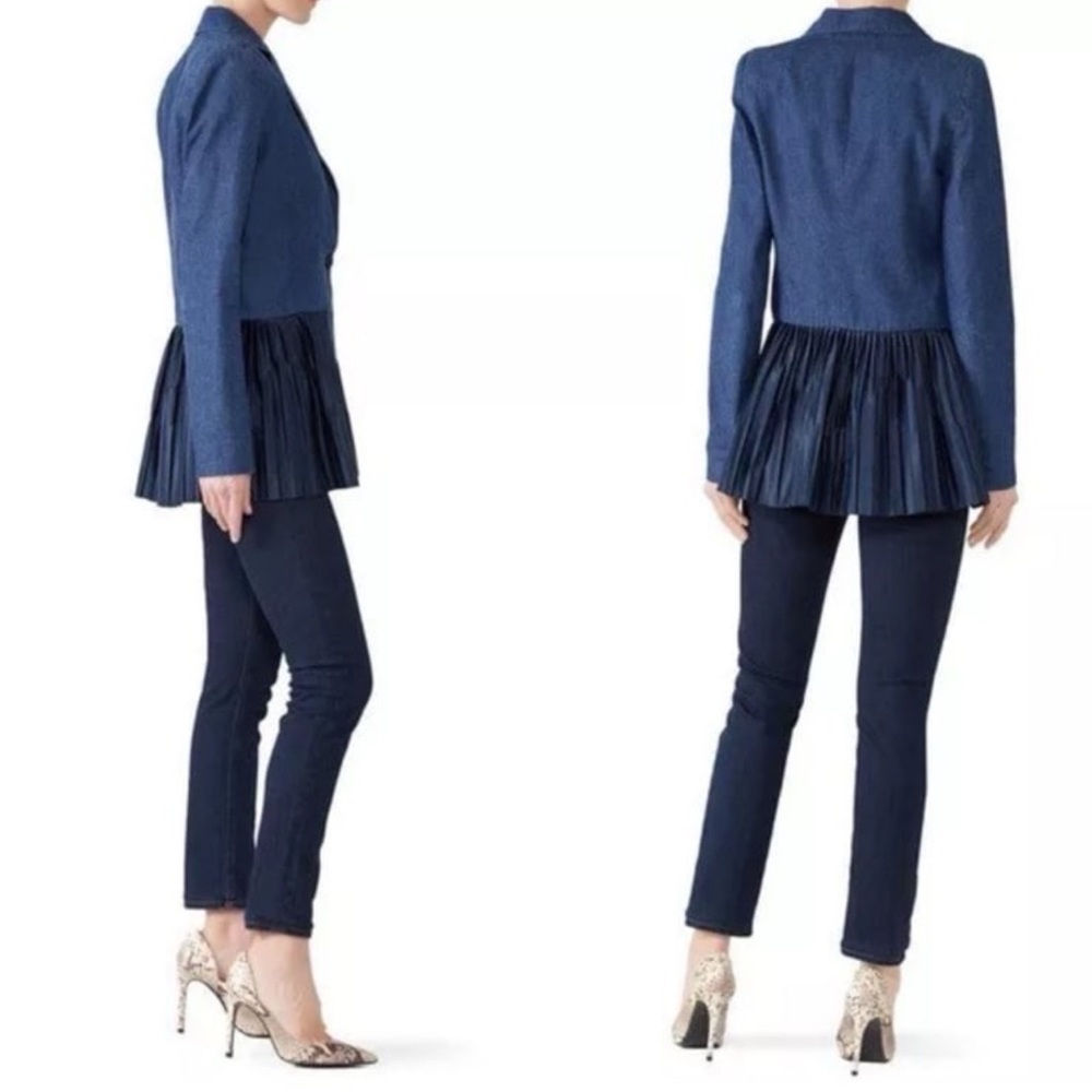 Deborah Lyons Pleated Kaya Blue Silk Satin Chambray